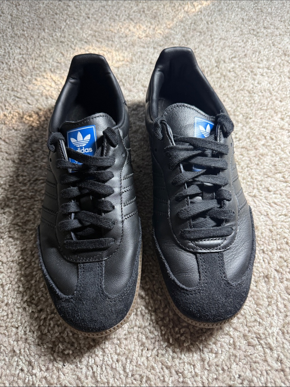 adidas Samba Black Leather & Suede Men's Sneakers - Picture 1 of 4
